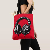 Tote Bag Casque de musique noir DJ (De près)