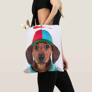 Tote Bag Casquette de port de propulseur de chiot de teckel