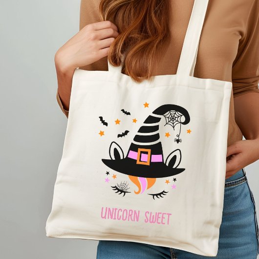 Tote Bag Casquette de sorcière à la licorne mignonne Hallow