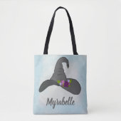 Tote Bag Casquette de sorcière avec fleurs Personnalisé (Devant)