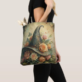 Tote Bag Casquette de sorcière florale - Style Epeffleur bo (De près)