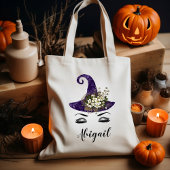 Tote Bag Casquette de sorcière mignonne personnalisée viole
