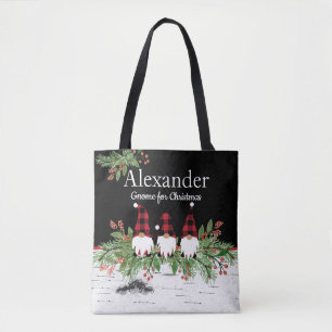 Tote Bag Casquette rouge Buffaloe Plaid Gnomes Garland Aspe