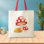 Tote Bag Casquette rouge Toadstool Champignons avec Feuille