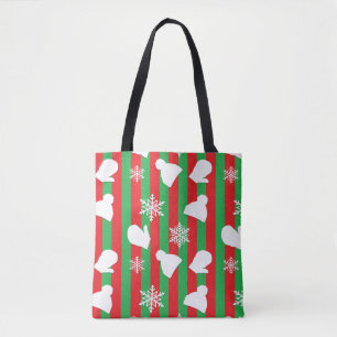 Tote Bag Casquettes d'hiver, Mittens de Noël et Flocon blan
