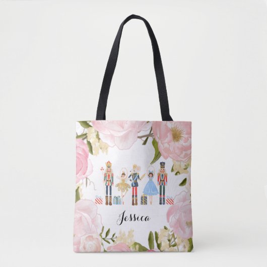 Tote Bag Casse-noisette florale d'aquarelle (Devant)