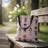 Tote Bag Casse-noisette rose Ballet Noël Motif sans couture