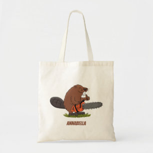 Tote Bag Castor drôle avec humour de dessin animé de tronço
