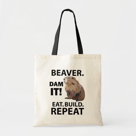 Tote Bag Castor Manger Construire Répéter Drôle (Devant)