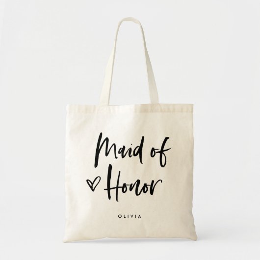 Tote Bag Casual Script | Chic Simple Maid of Honor Cadeau (Devant)
