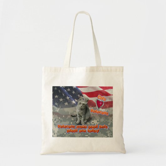 Tote Bag Cat adopte un vétéran pour un ami à vie (Devant)