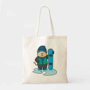 Tote Bag Cat as Snowboarder