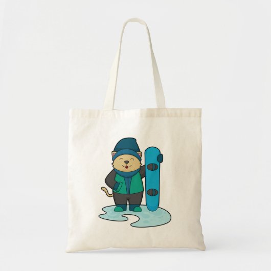 Tote Bag Cat as Snowboarder (Devant)