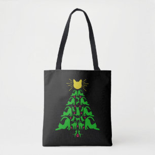 Tote Bag Cat Christmas Funny Meowy Christmas Tree Cat Love