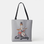 Tote Bag Cat Daddy Musician Drummer | Tabby Cats Art Lover (Dos)