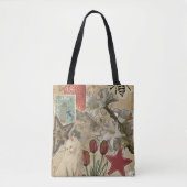Tote Bag Cat Floral Collage Pattern – Cute Artistic Design (Devant)