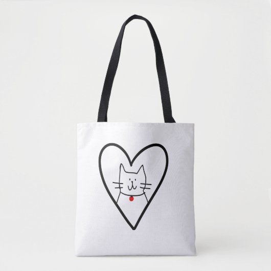 Tote Bag Cat in Heart Doodle  (Devant)