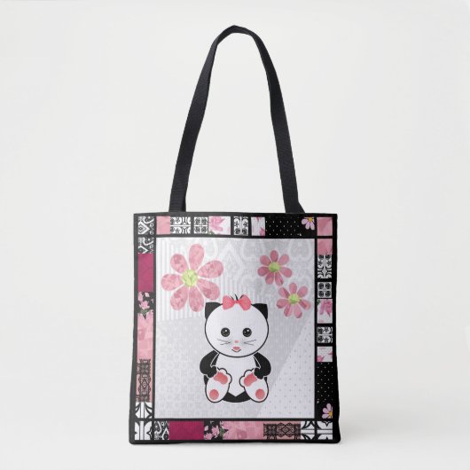 Tote Bag Cat kitten illustration enfants imprimé enfant (Devant)