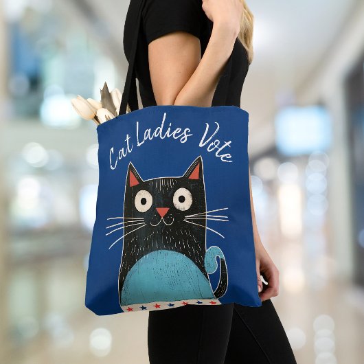 Tote Bag Cat Ladies Vote Script Russe Feminist Cute Bold