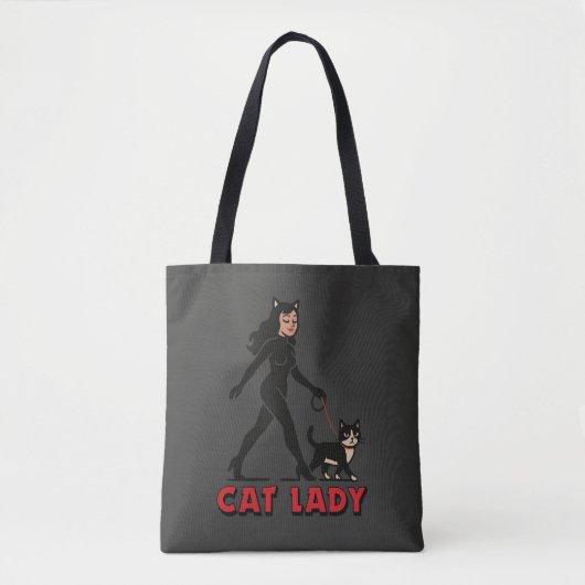 Tote Bag Cat Lady - Tuxedo Cats Lover - Comic Art Graphic (Devant)