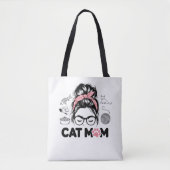 Tote Bag "Cat Mom" Funny Cute Cat Lover Women (Devant)