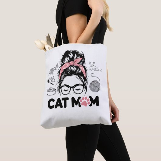 Tote Bag "Cat Mom" Funny Cute Cat Lover Women (De près)