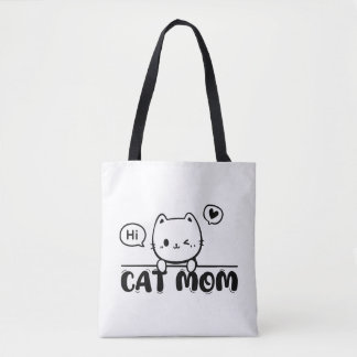 Tote Bag cat mom funny cute gift lover black Tote