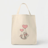 Tote Bag Cat Pink Hearts (Voorkant)