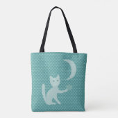 Tote Bag Cat playing with Moon and Star Teal (Dos)