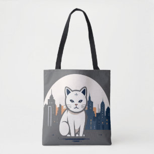 Tote Bag Cat Vector Art Animal Moderne Urbain Graphique Vil
