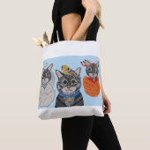 Tote Bag Cat with angel and devil (De près)