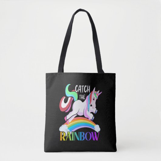 Tote Bag Catch The Rainbow - Unicorn Designs (Devant)