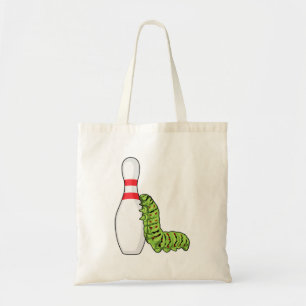 Tote Bag caterpillar at bowling with bowling pin