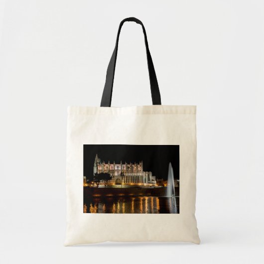 Tote Bag Cathédrale de Palma de Majorque la nuit - Espagne (Devant)