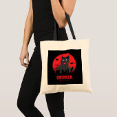 Tote Bag Catzilla Monster Chat détruit Skyscraper Building (Devant (produit))