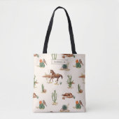 Tote Bag Cavalier de désert de cactus occidental personnali (Devant)