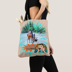 Tote Bag Cavalier de Rodéo Occidental Pas Son Premier Rodéo