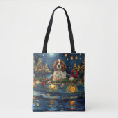 Tote Bag Cavalier King Charles Noël Festive Voyage (Devant)