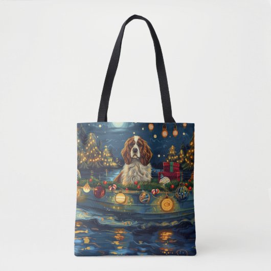Tote Bag Cavalier King Charles Noël Festive Voyage (Devant)
