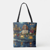 Tote Bag Cavalier King Charles Noël Festive Voyage (Dos)