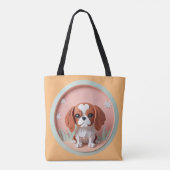 Tote Bag Cavalier King Charles Pink Pastel Coupe papier (Dos)