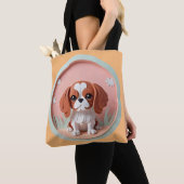 Tote Bag Cavalier King Charles Pink Pastel Coupe papier (De près)
