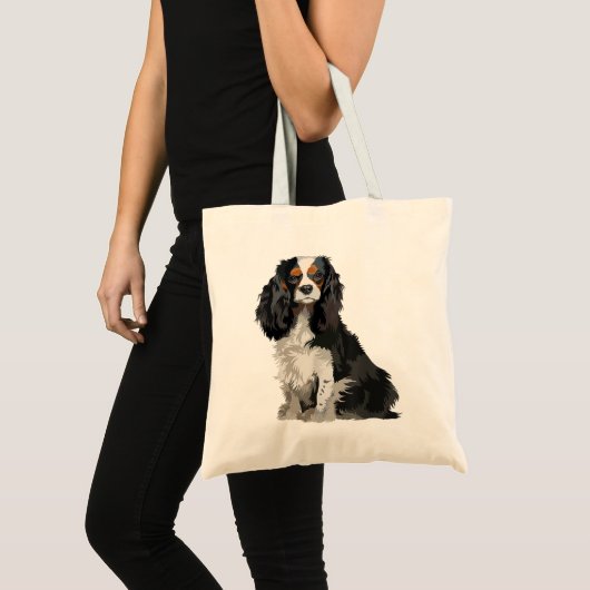 Tote Bag Cavalier King Charles Spaniel Cadeaux chien pop ar (Devant (produit))