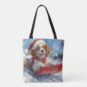 Tote Bag Cavalier King Charles Spaniel Chariot de Noël (Dos)