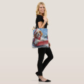 Tote Bag Cavalier King Charles Spaniel Chariot de Noël (Sur le modèle)