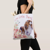 Tote Bag Cavalier King Charles Spaniel Chien Maman Florale (De près)
