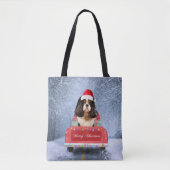Tote Bag Cavalier King Charles Spaniel Chien neige noël (Devant)