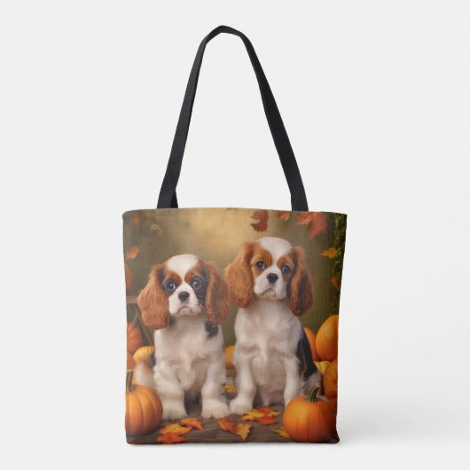 Tote Bag Cavalier King Charles Spaniel Chiot Citrouille d'a (Dos)