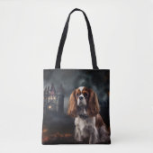 Tote Bag Cavalier King Charles Spaniel Halloween effrayant (Devant)
