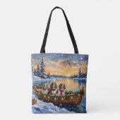 Tote Bag Cavalier King Charles Spaniel Noël Bateau (Dos)